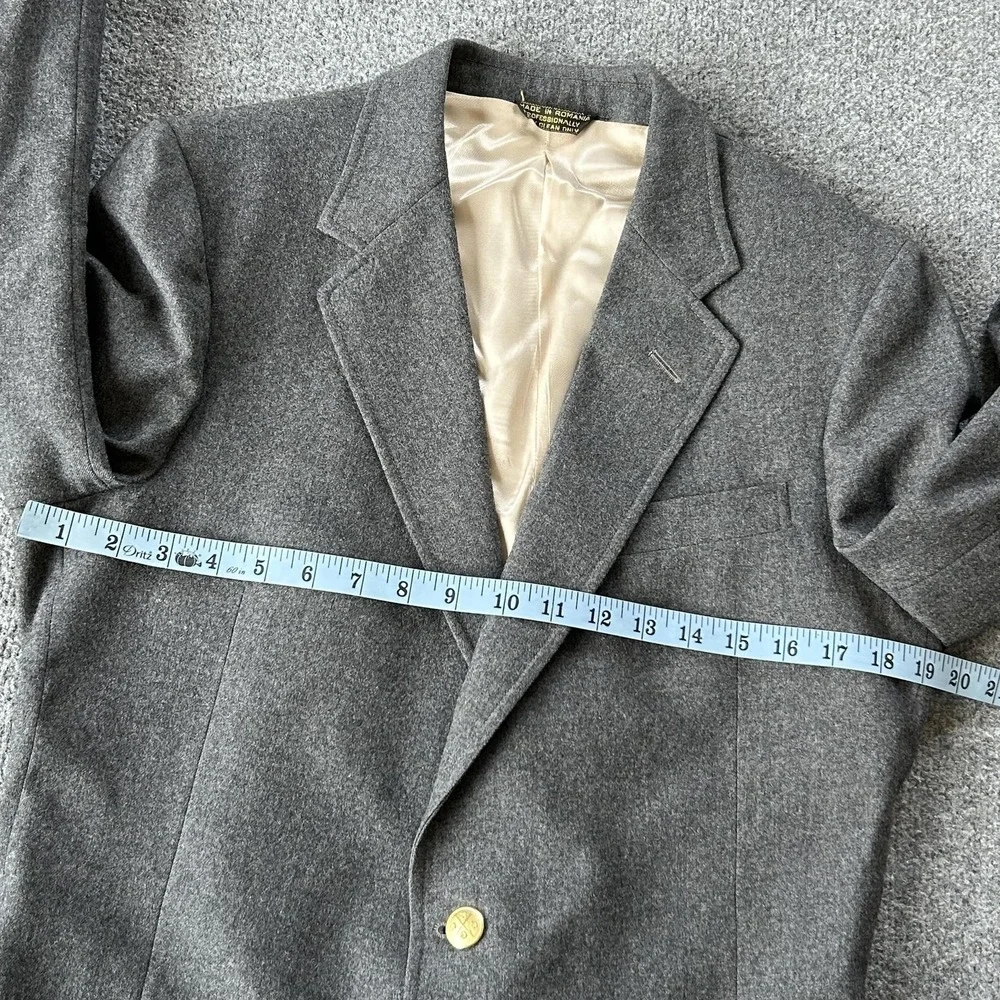 College Hall Wool Blazer Mens 42R Gray‎ Gold Buttons Preppy Ivy